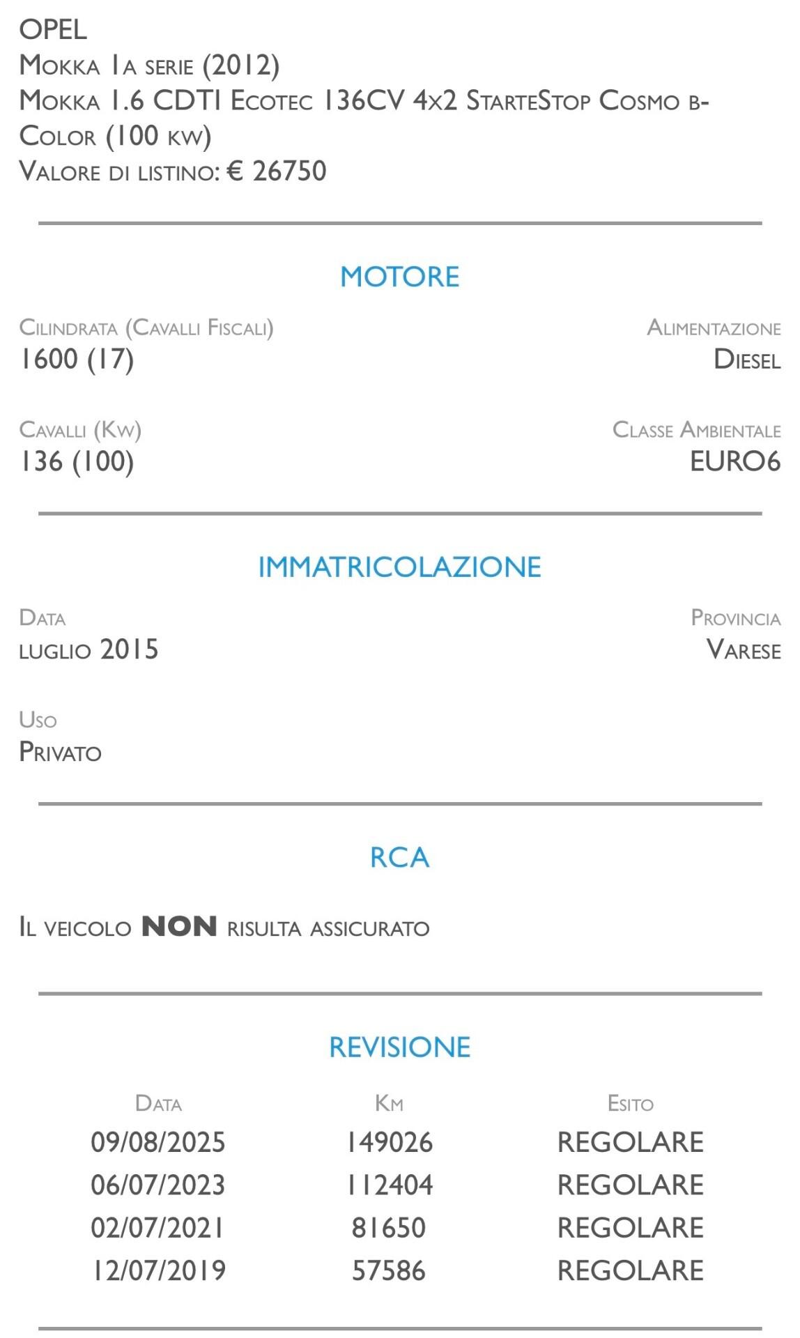 Opel Mokka 1.6 CDTI Ecotec 136CV 4x2 Start&Stop Cosmo b-Color - UNICO PROPRIETARIO