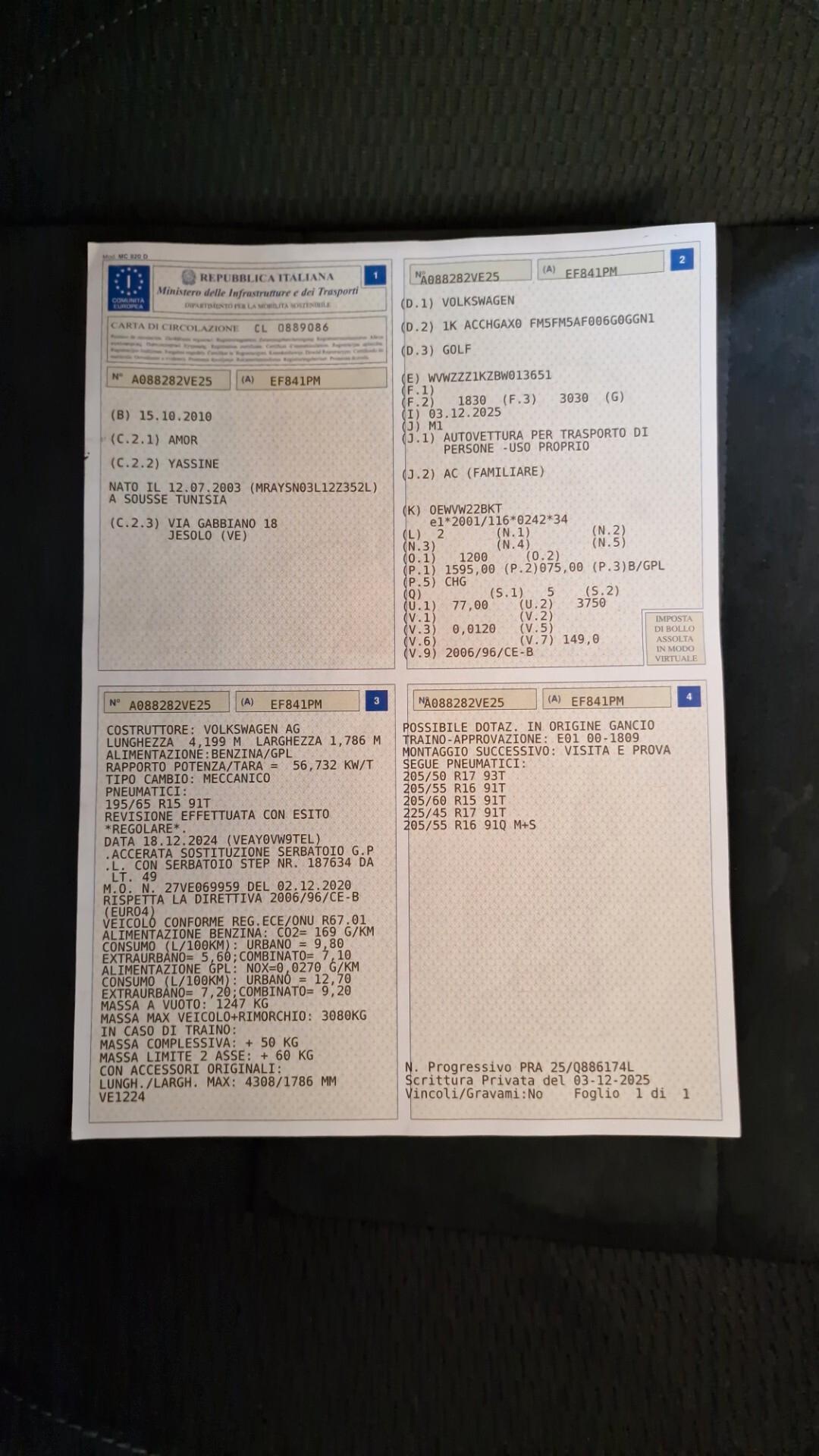 Volkswagen Golf 1.6 5p. Comfortline BiFuel