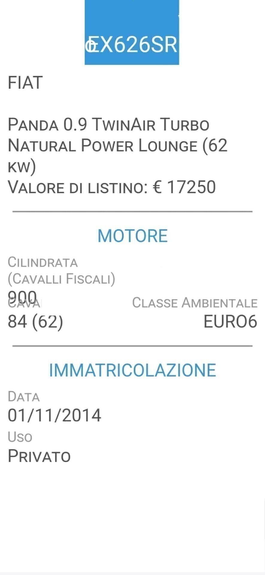 FIAT PANDA 0,9 Natural P-UNICA PROPR-4 REVISIONI