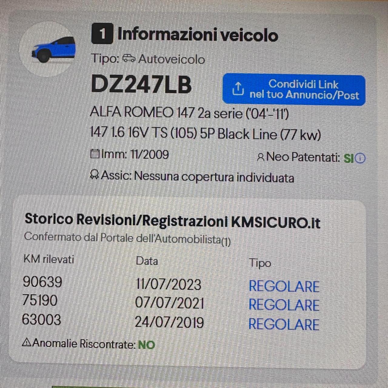 Alfa Romeo 147 1.6 16V TS (105) 5 porte Moving Black Line