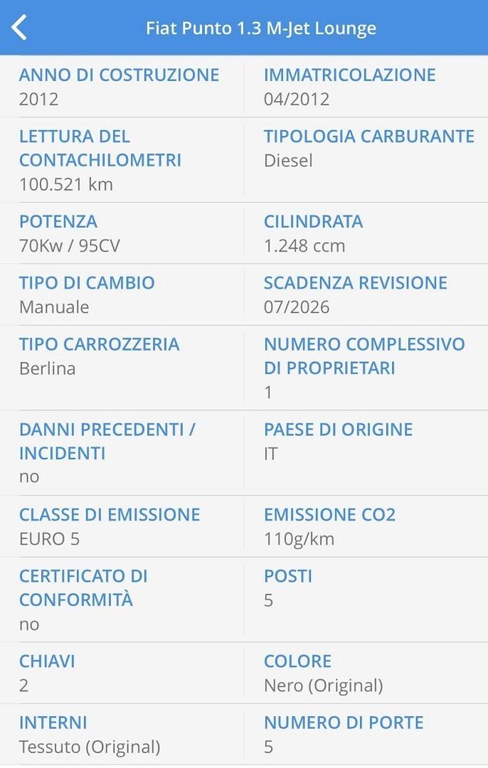 GRANDE PUNTO 1.3 MJET 95CV SPORT UNICO PROP.