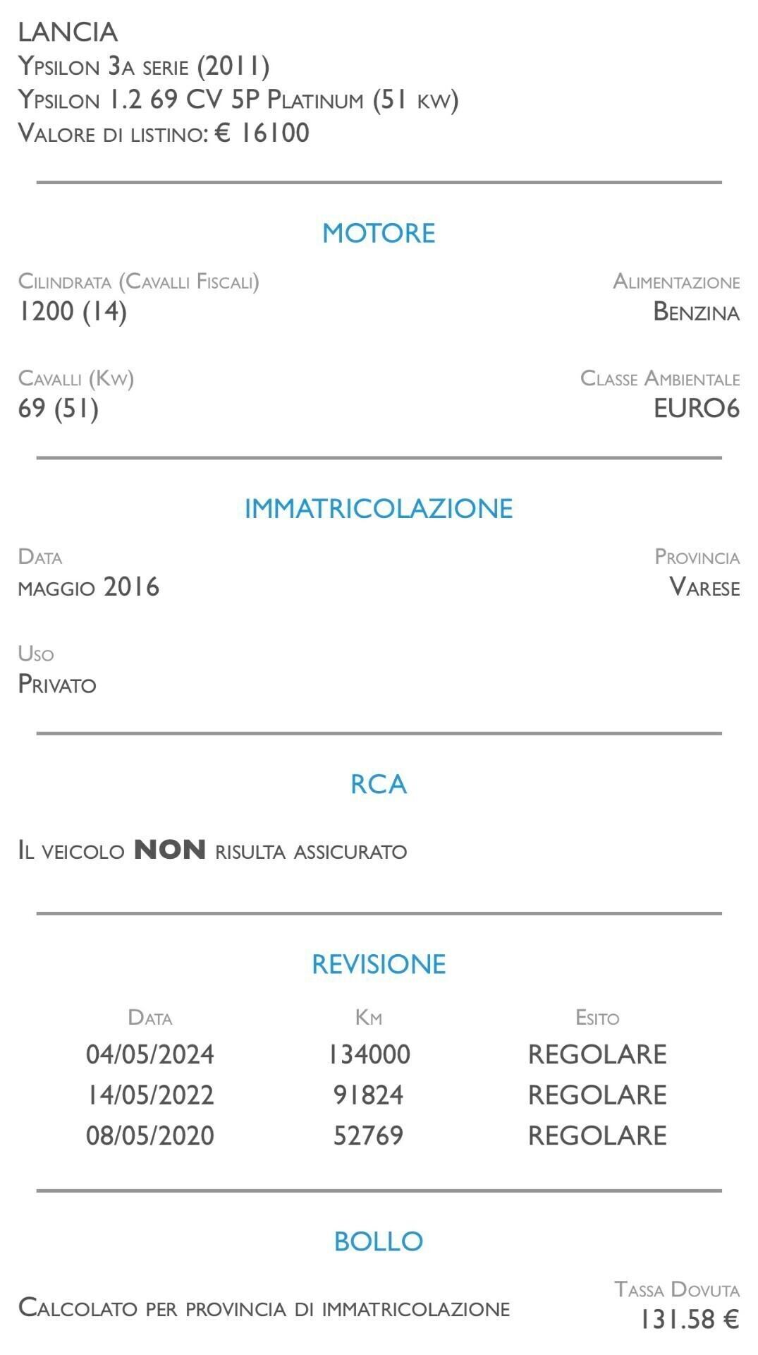 Lancia Ypsilon 1.2 69 CV 5 porte Platinum - NEOPATENTATI