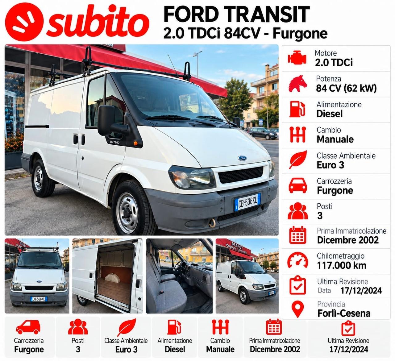 Ford Transit 280 2.0 TD/85 cat PC Furgone