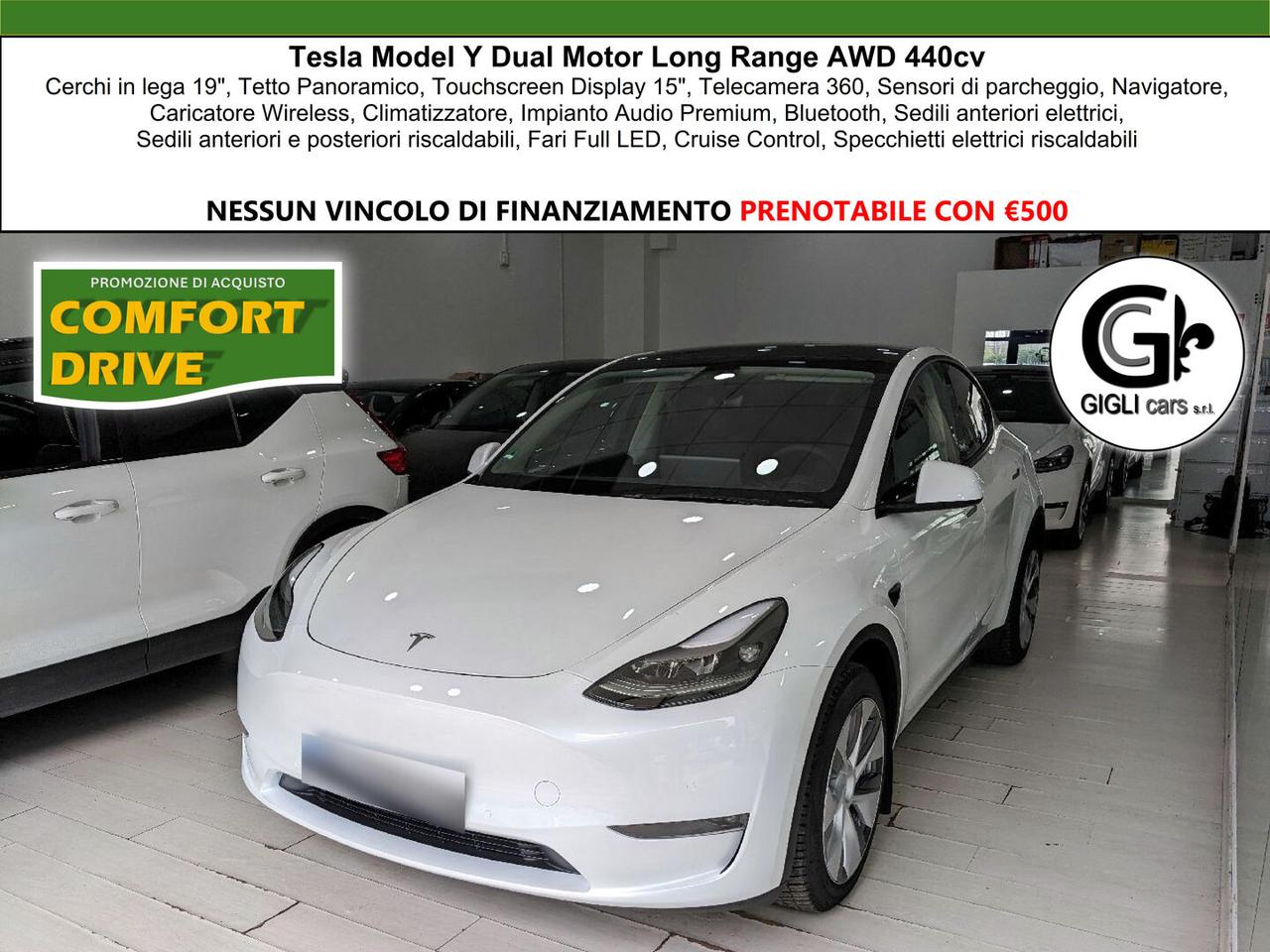 Tesla Model Y 440 cv, AWD, Tetto Panoramico, Autonomia WLTP 533k