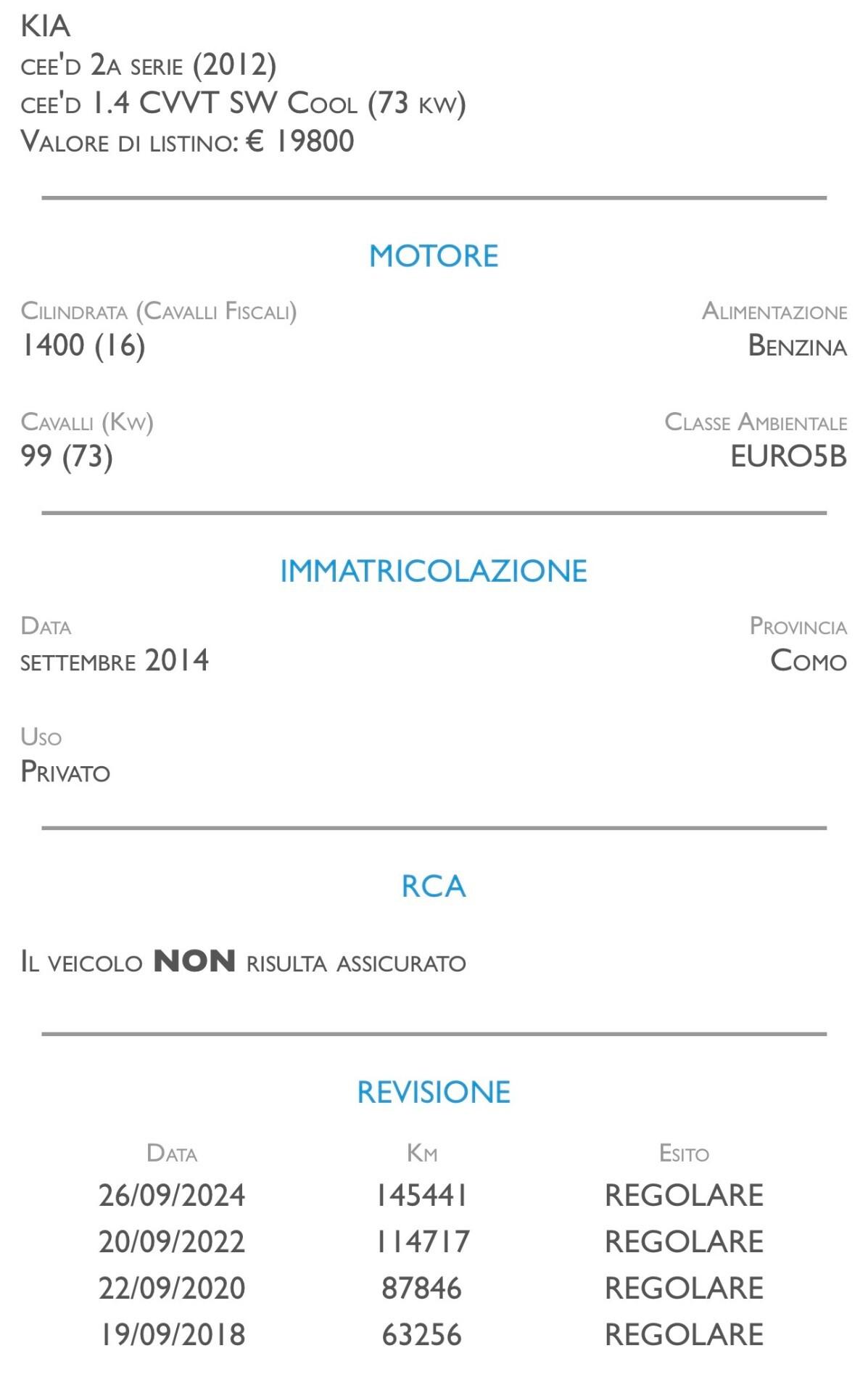 Kia Ceed cee'd 1.4 CVVT SW Cool - UNICO PROPRIETARIO