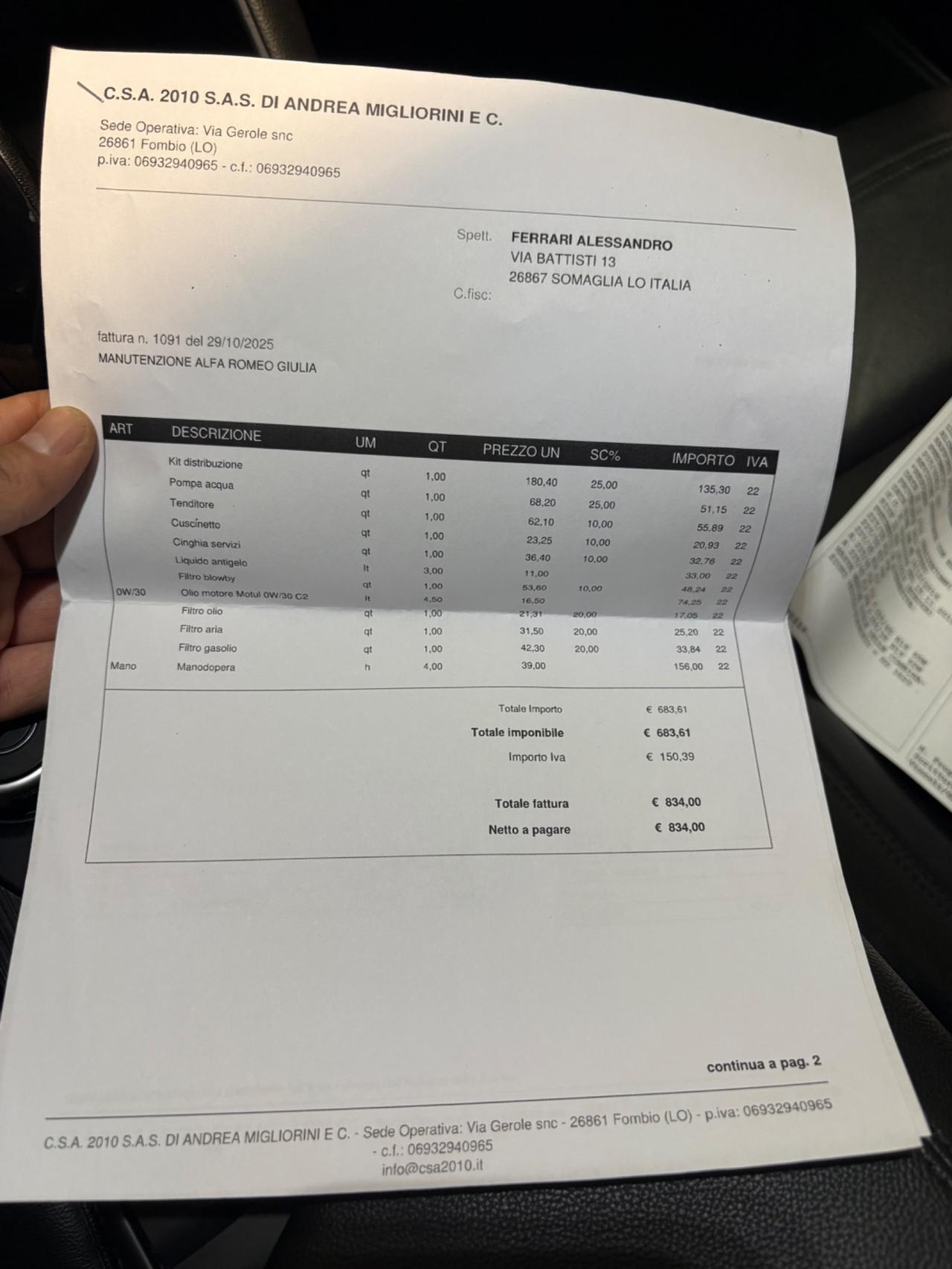 Alfa Romeo Giulia 2.2 Turbodiesel 136 CV AT8 Business