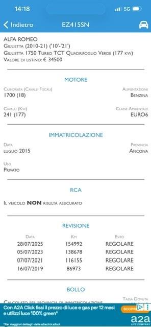 Alfa Romeo Giulietta 1750 Turbo TCT Quadrifoglio Verde