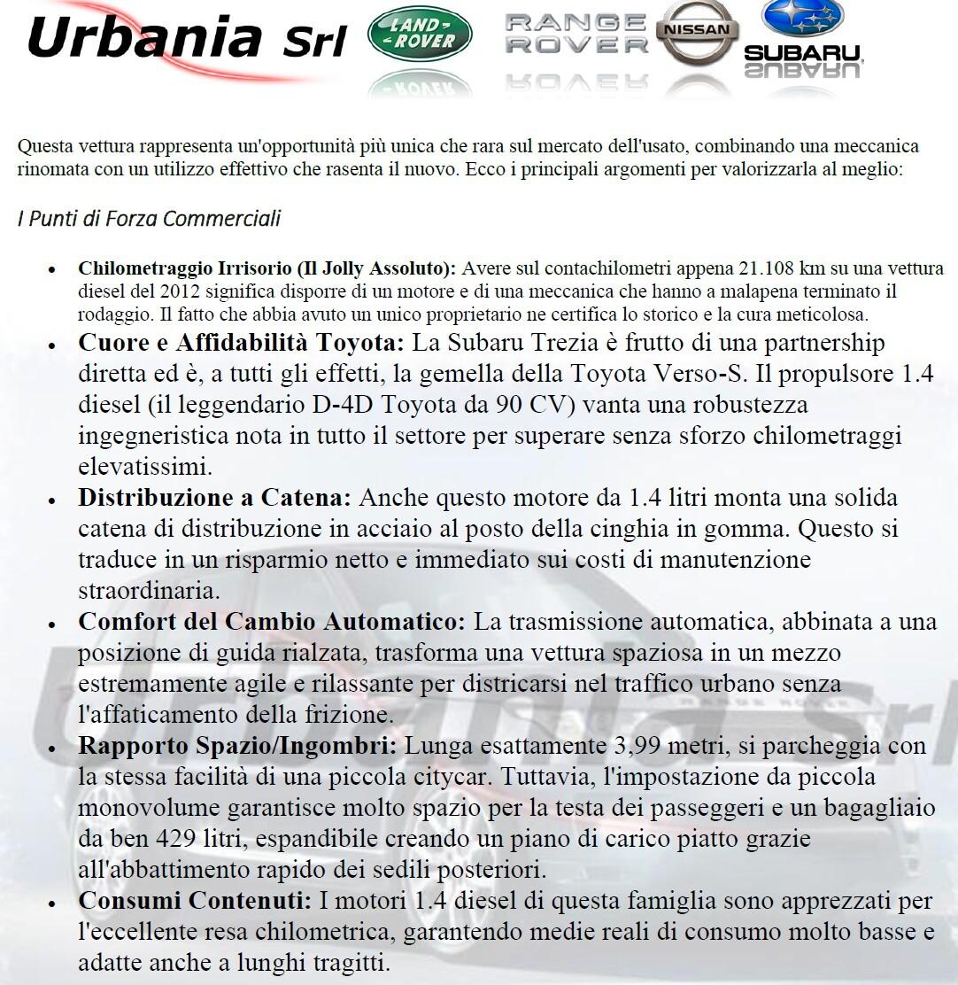 Subaru Trezia 1.4D-S 6MT Exclusive AUTOMATICA