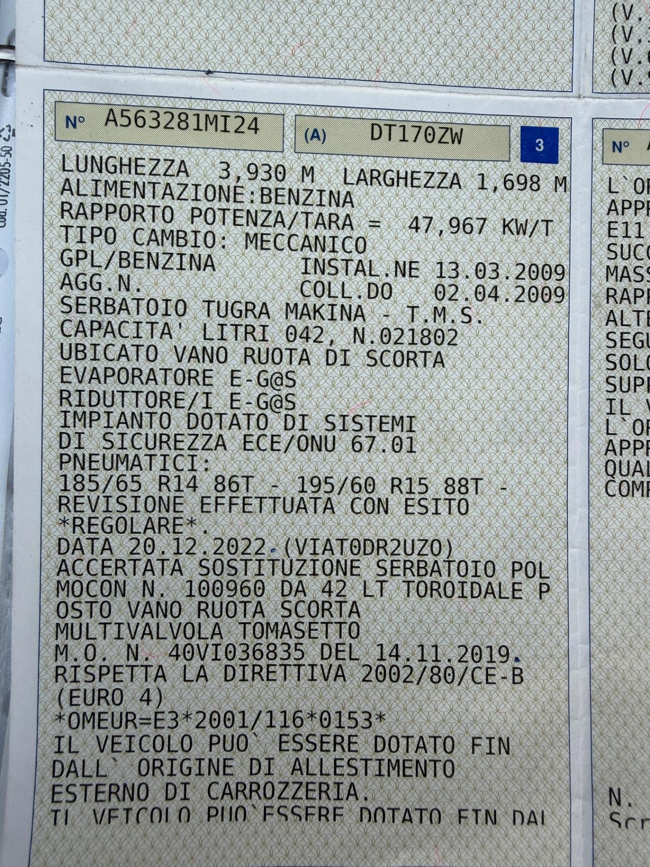 FIAT IDEA 1.2 BENZINA/GPL 2032 EURO4 NEOPATENTATI