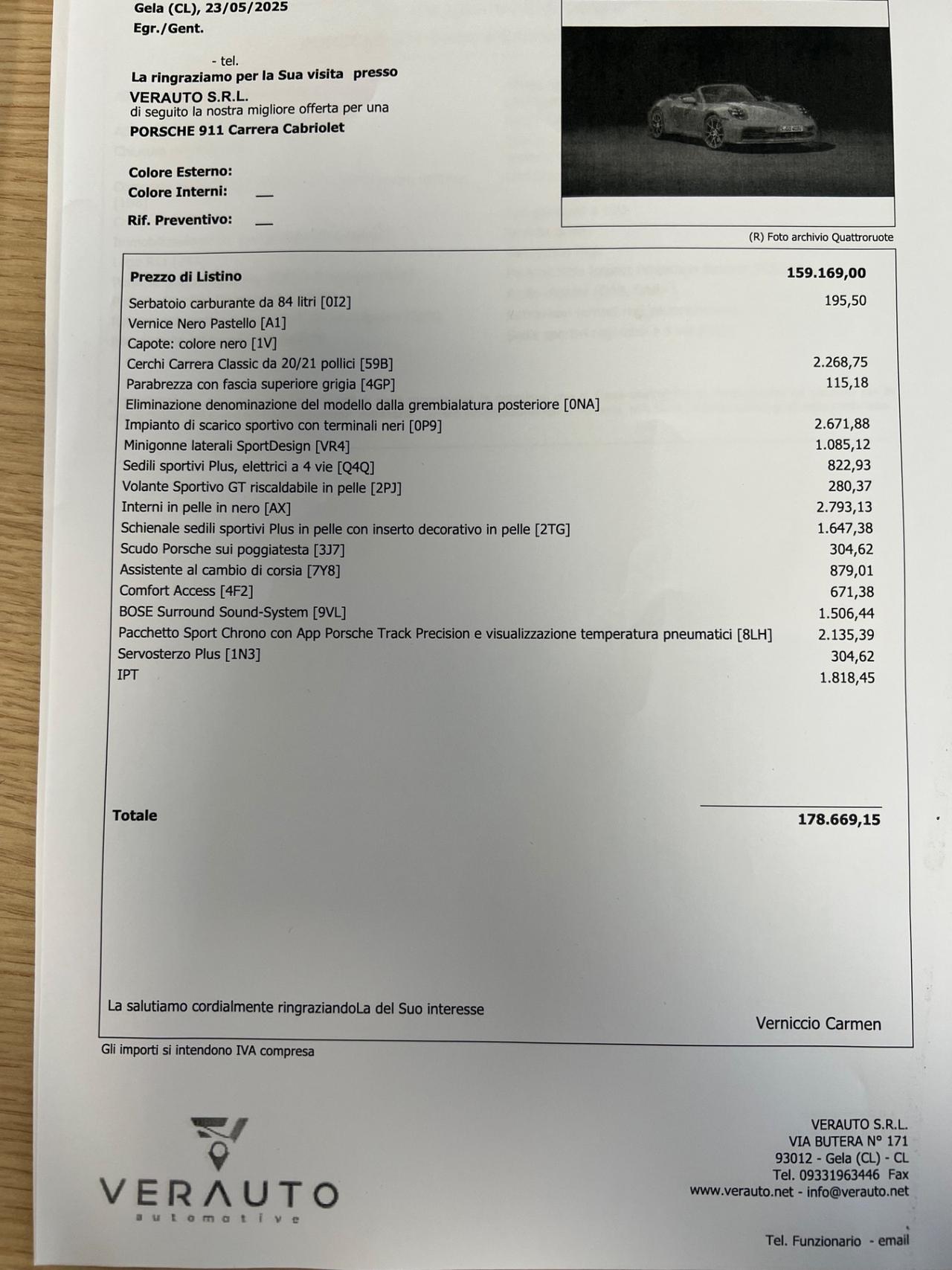 Porsche 992 911 Cabrio 3.0 possibilità noleggio no scoring