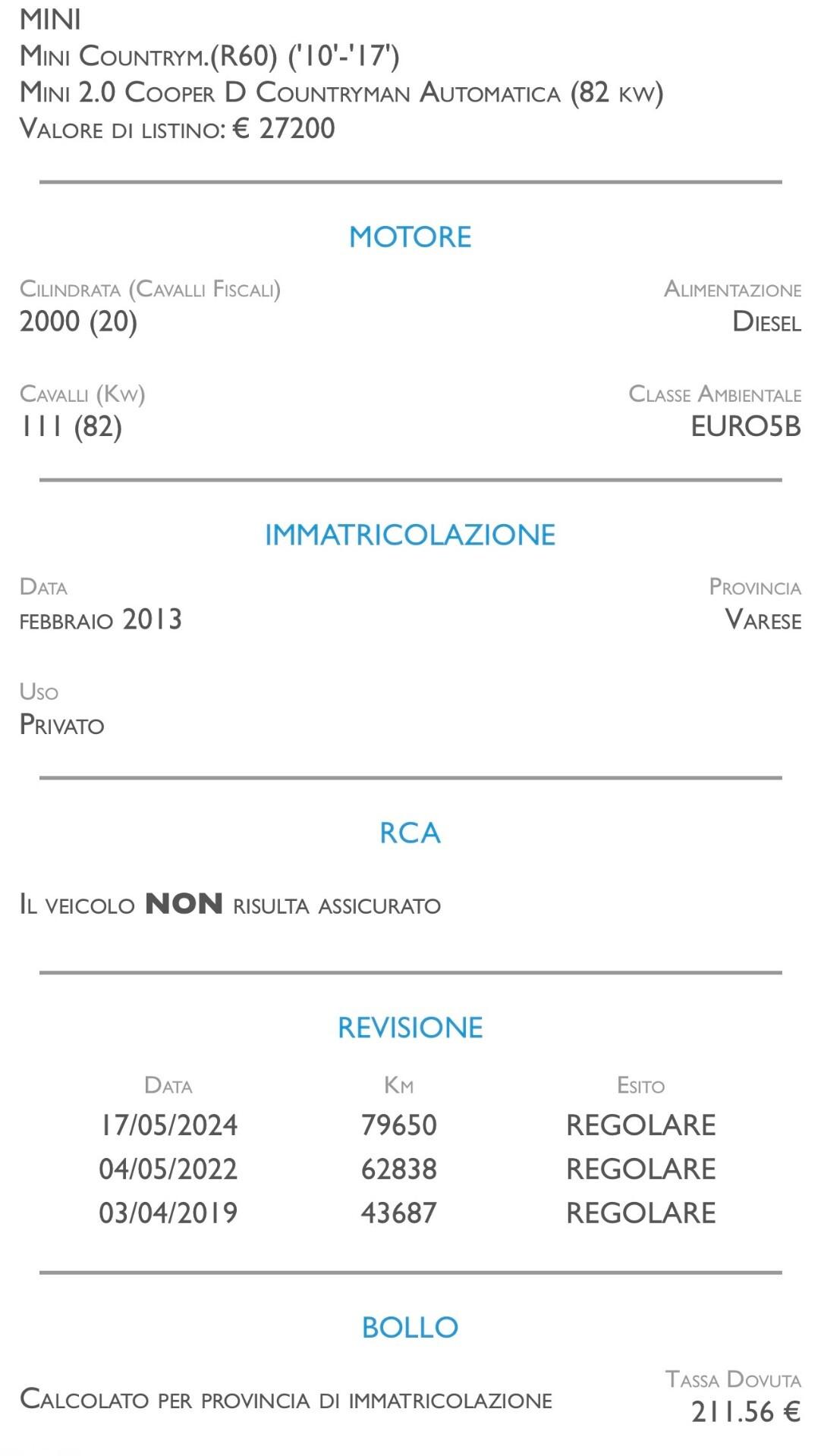 Mini Cooper D Countryman 2.0 Automatica - CAMBIO AUTOMATICO