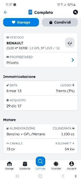 Renault Clio 1.2 75CV GPL 5 porte Live Gomme Nuove NEOPATENTATI