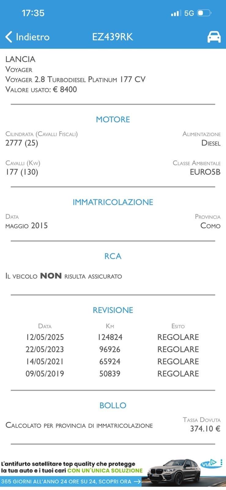 Lancia Voyager 2.8 Turbodiesel S 177 CV