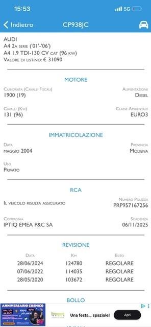 Audi A4 1.9 TDI/130 CV cat
