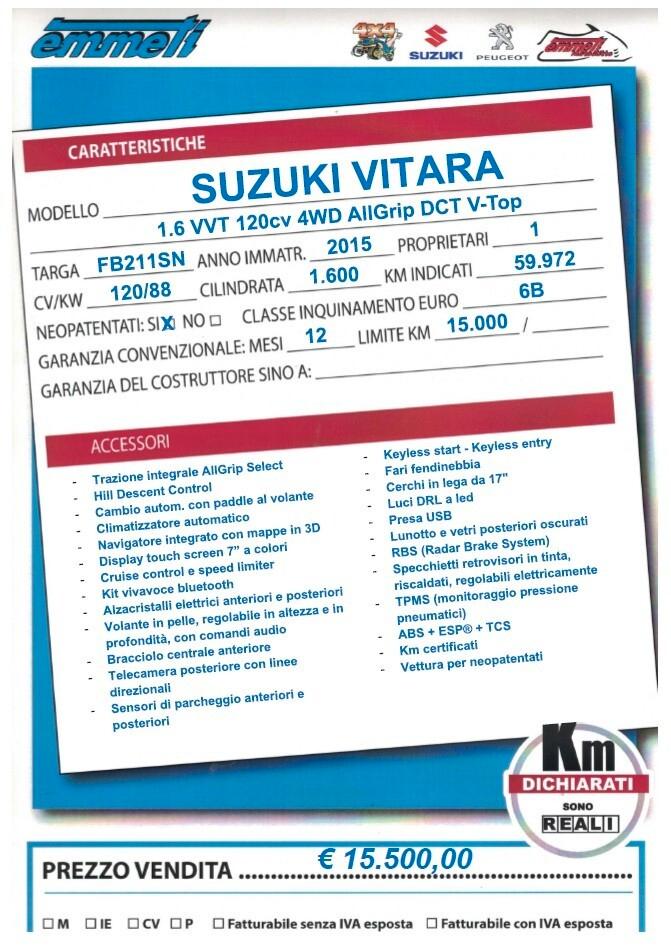 Suzuki Vitara 1.6 VVT 120cv 4WD AllGrip AT V-Top