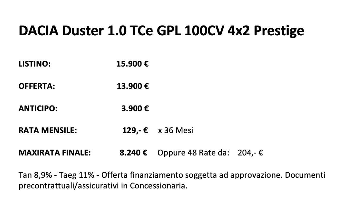 DACIA Duster 1.0 TCe GPL 100CV 4x2 Prestige DP