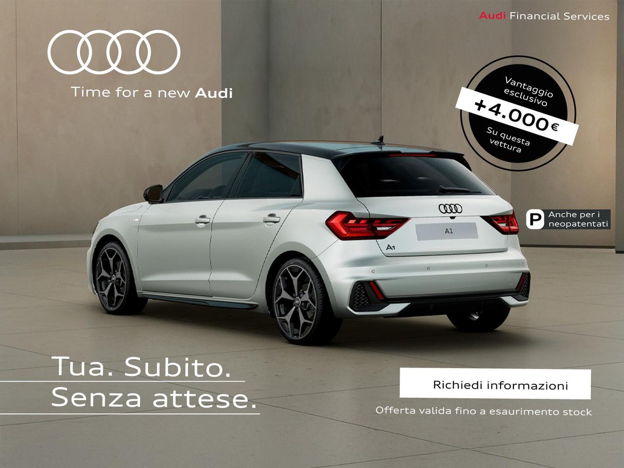 Audi A1 sportback 30 1.0 tfsi identity black 116cv s-tronic
