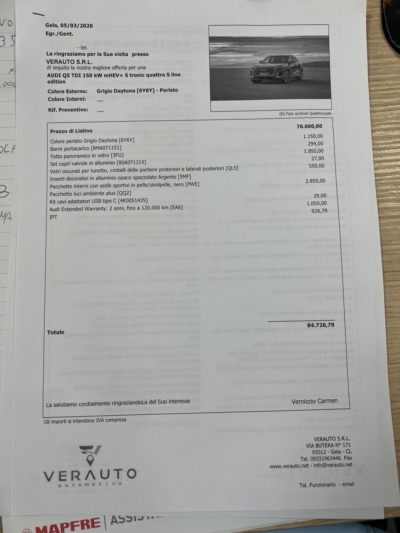 Audi Q5 TDI 150 kW mHEV+ S tronic quattro line edition possibilità noleggio no scoring