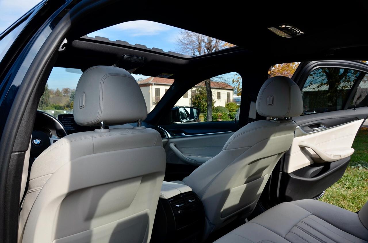 BMW 530e PHEV PLUG IN XDRIVE MSPORT 292cv AUTO, GARANZIA UFF BMW, SERVICE UFF BMW, UFF ITALIANA, CARBON SCHWARZ, EURO 6D, TETTO, PELLE, RETROCAMERA 360°, PERMUTE