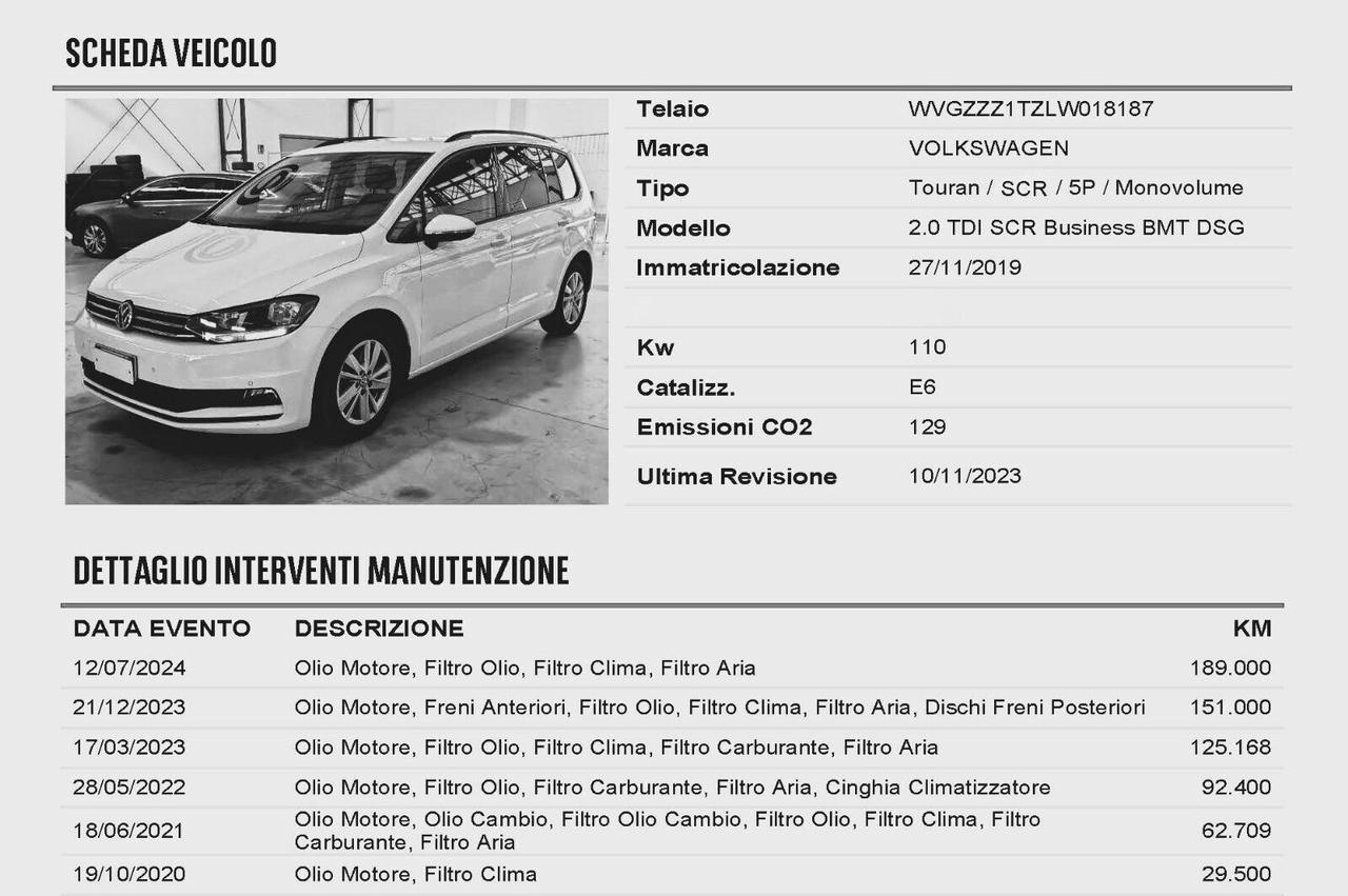 Volkswagen Touran 2.0 TDI 150 CV DSG Business