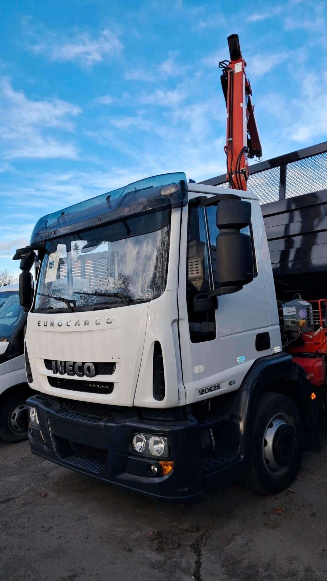 IVECO ML 120E25 - CASSONE RIBALTABILE TRIL. CON GRU DIETRO CABINA - BLOC. DIFF. (C17)