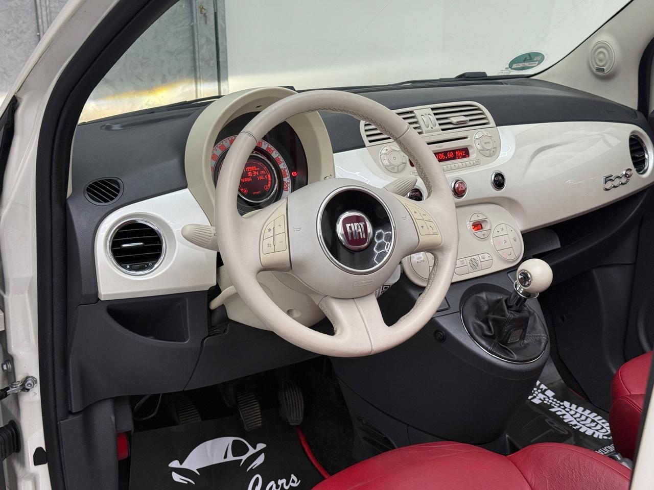 Fiat 500 1.4 16V Lounge Pelle rossa Bianco perla