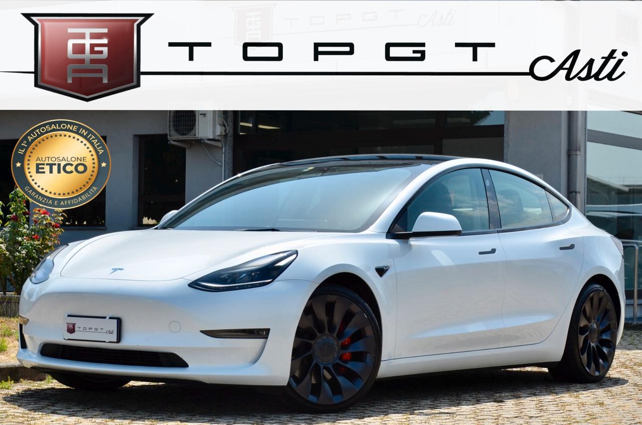 TESLA MODEL 3 PERFORMANCE DUAL MOTOR AWD, UNICOPROPRIETARIO, UFF ITALIANA, 20", PERMUTE