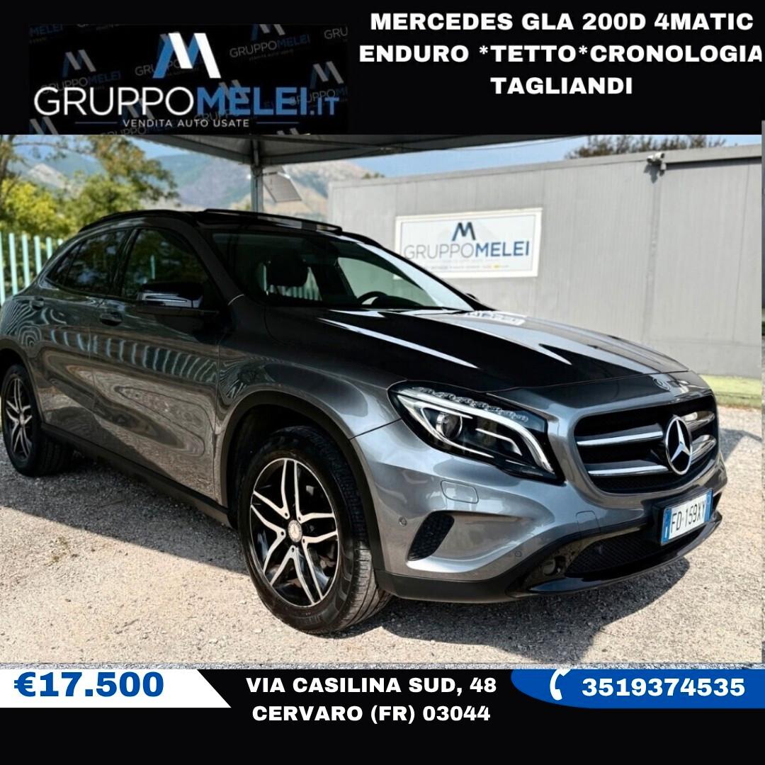 Mercedes GLA 200d 4Matic Enduro *TETTO*CRONOLOGIA TAGLIANDI