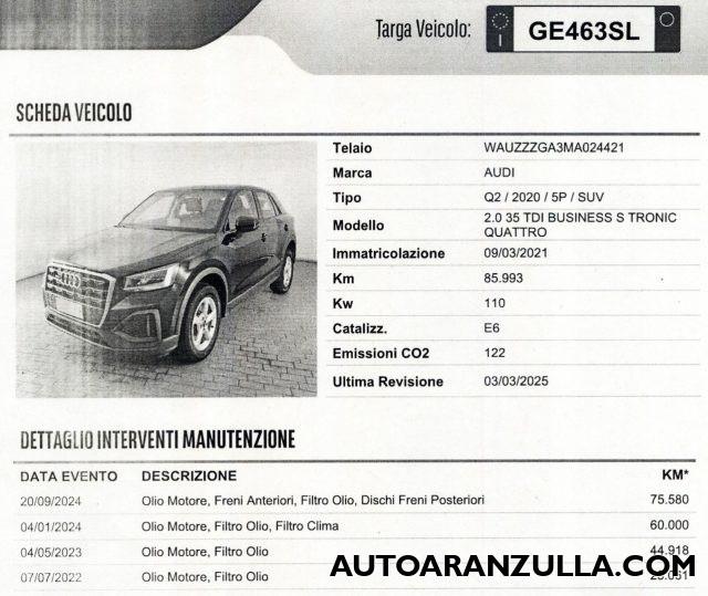 AUDI Q2 35 Business 2.0 TDI 150CV Quattro S tronic Plus