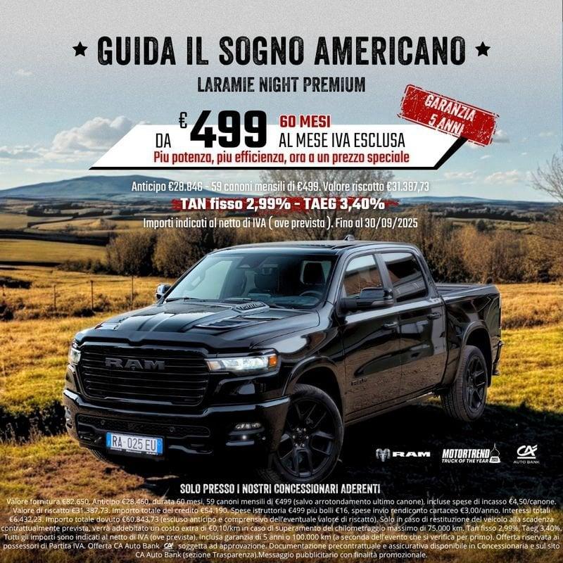 Dodge RAM NUOVO RAM 2025 LARAMIE BLACK 3.0L Twin-Turbo 420CV GPL