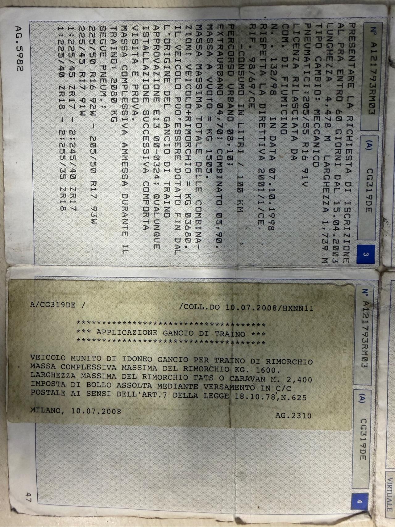 BMW 320D 150CV GANCIO TRAINO OMOLOGATO 1600KG