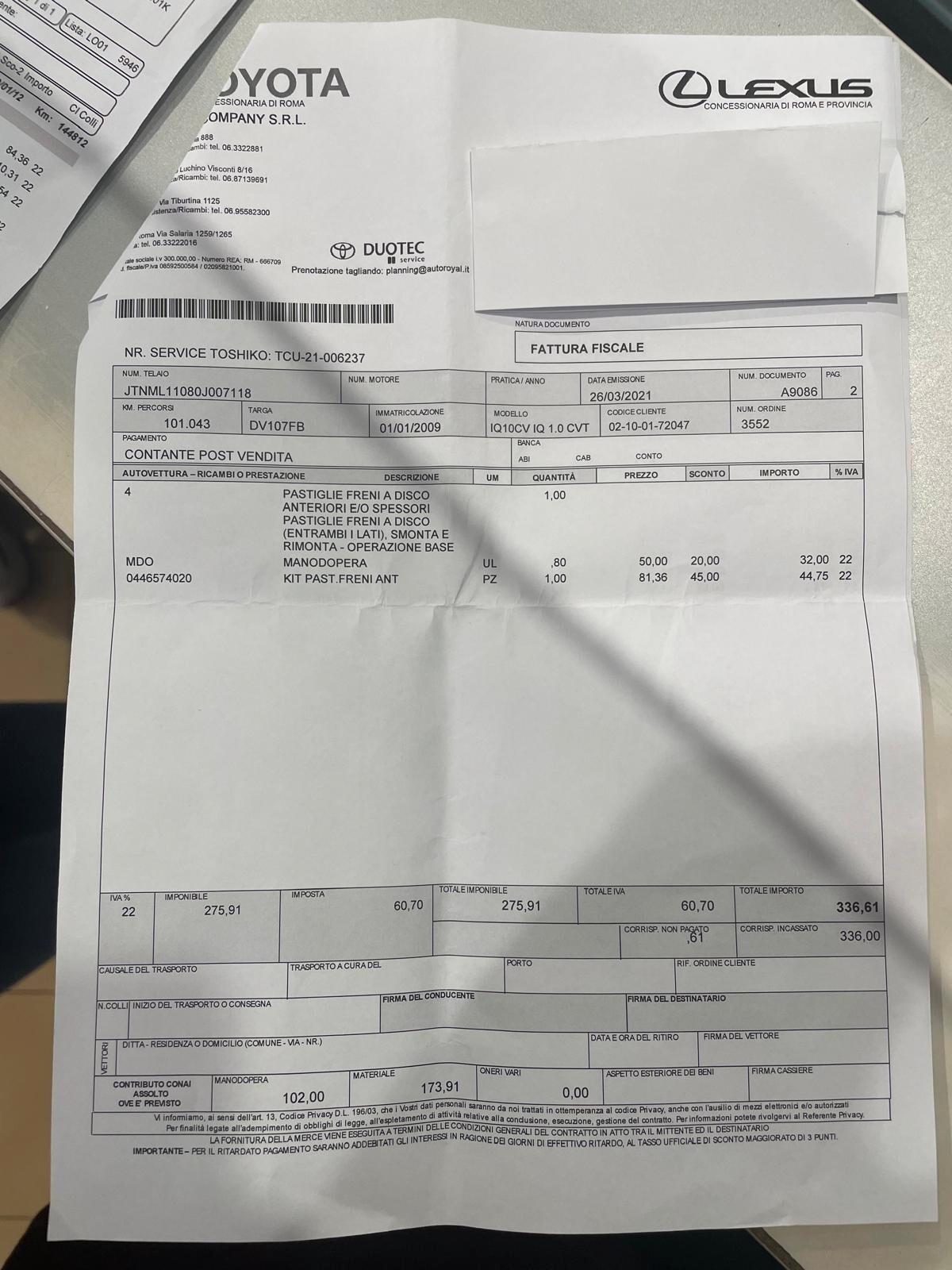 TOYOTA iQ 1.0 - OK NEOPATENTATI - AUTOMATICO