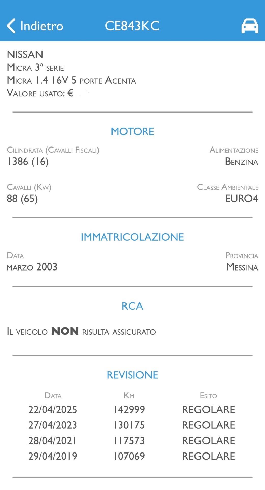 Nissan Micra 1.2 88 Cv 5 Porte Acenta 140.000 Km