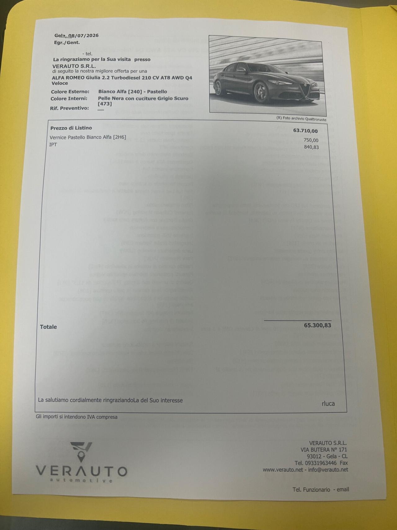 Alfa Romeo Giulia 2.2 Turbodiesel 210 CV AT8 AWD Q4 Veloce - SUPER OFFERTA T-STOCK