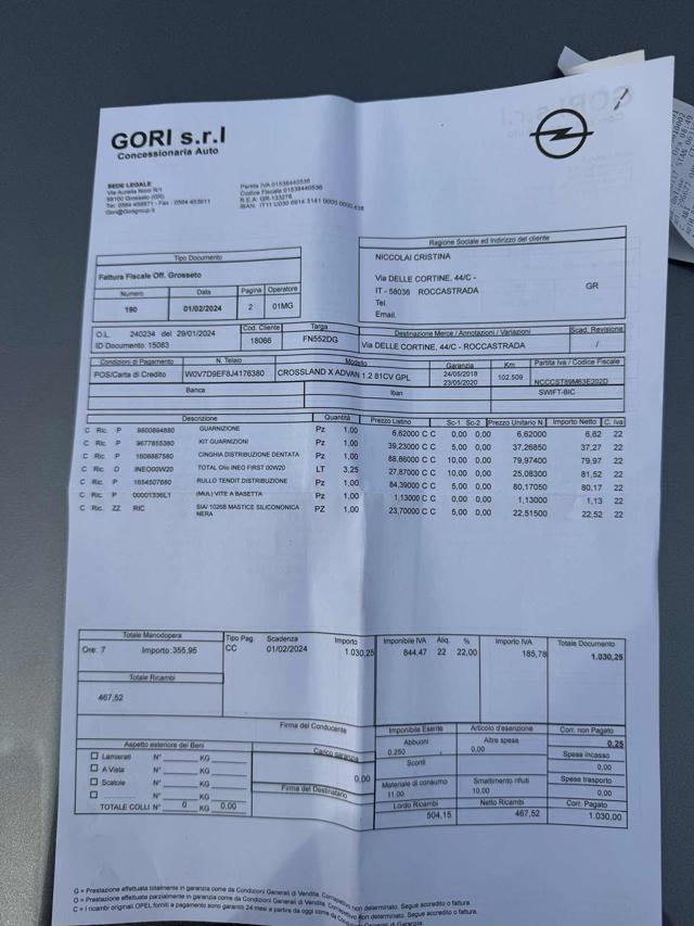 OPEL Crossland X 1.2 82cv GPL Innovation