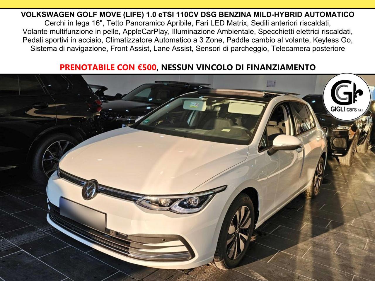 Volkswagen Golf ETSI MOVE LIFE C.16 Tetto Led Matrix Clima3Zone