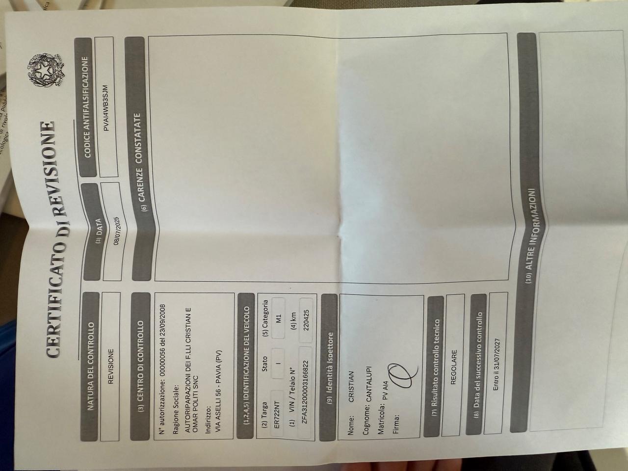 Fiat Panda 0.9 Natural Power Pop BOMBOLE OK 07/2029