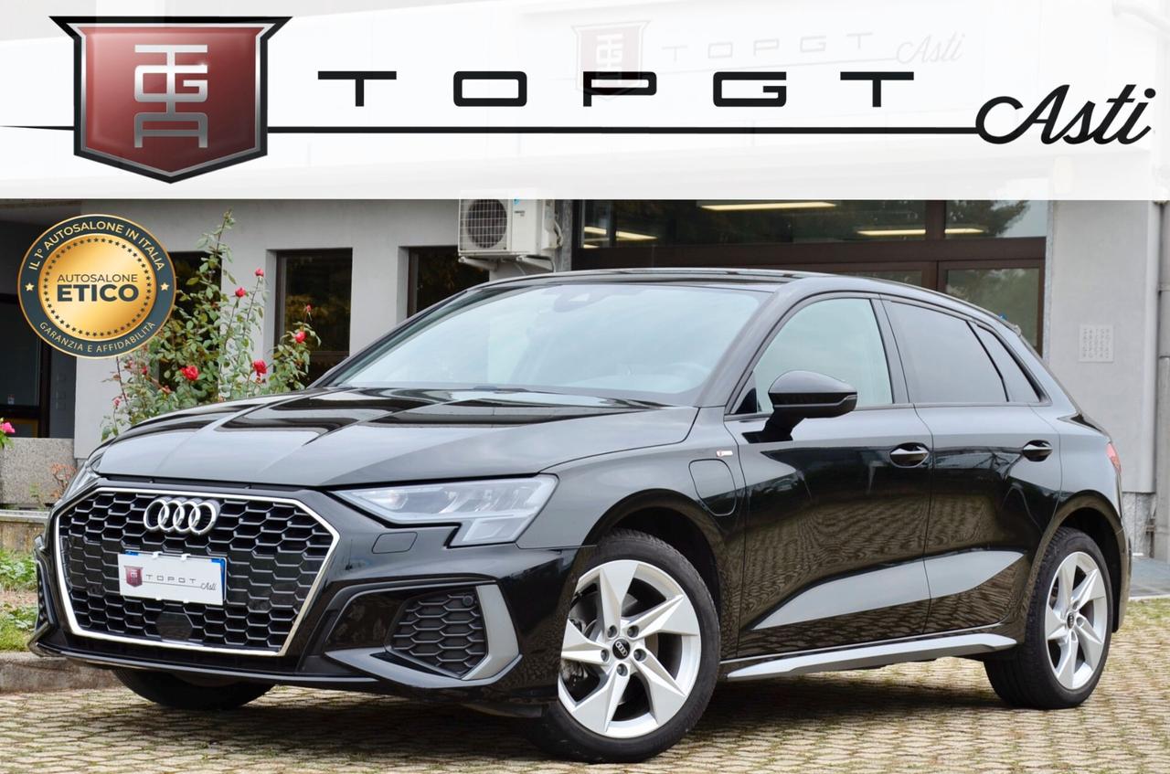 AUDI A3 SPORTBACK 40 1.4 TFSIE PLUG IN S LINE EDITION 204cv S-TRONIC, EURO 6D, SERVICE AUDI, FULL LED, APPLE ANDROID, PERMUTE