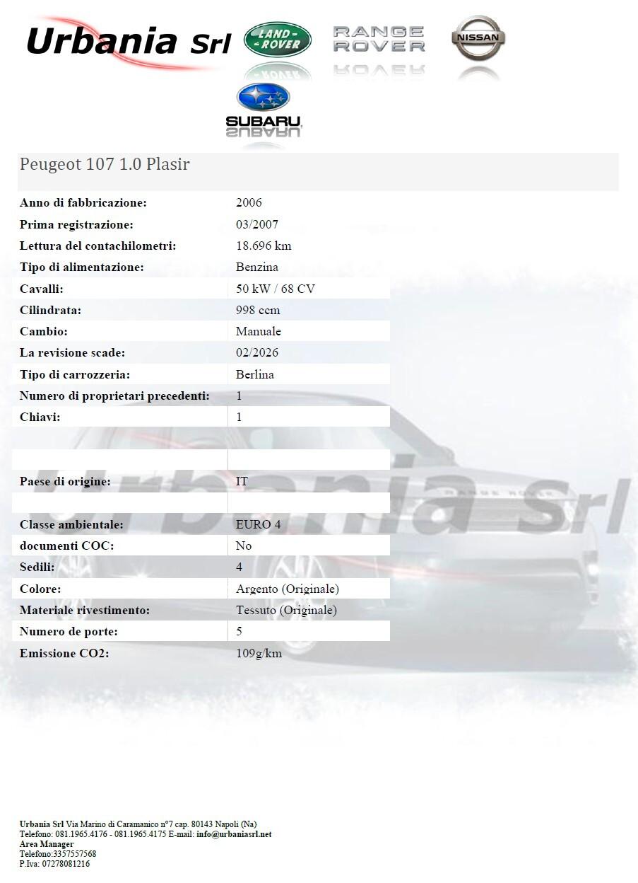 Peugeot 107 1.0 68CV 5p. Sweet Years