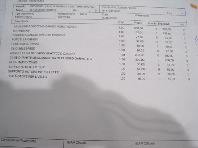 Lancia MUSA 1.3 Multijet 16V 90 CV Oro