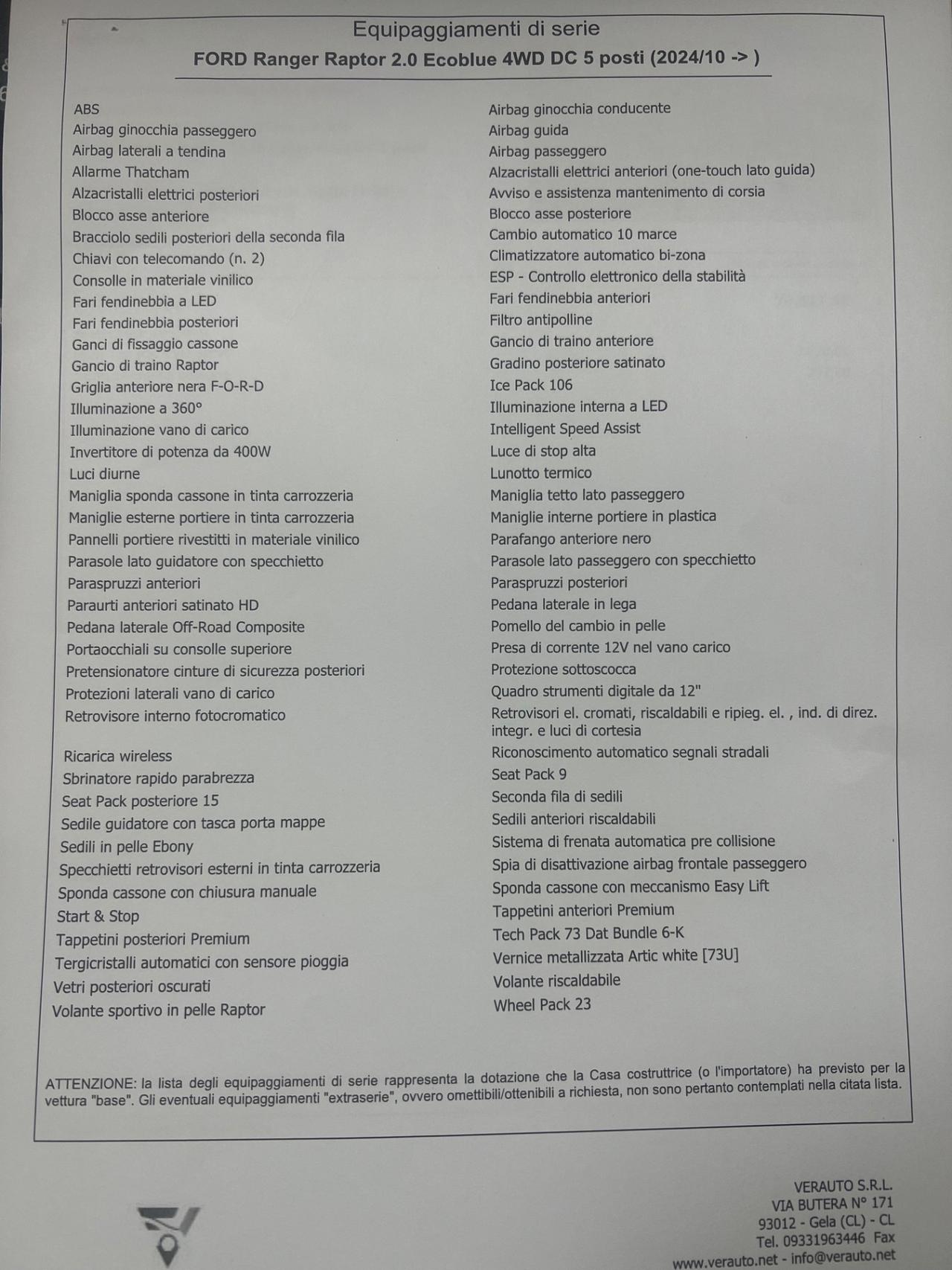 Ford Ranger Raptor 2.0 210cv possibilità noleggio no scoring