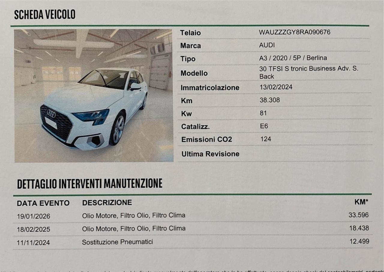 Audi A3 SPB 30 TFSI Business Advanced