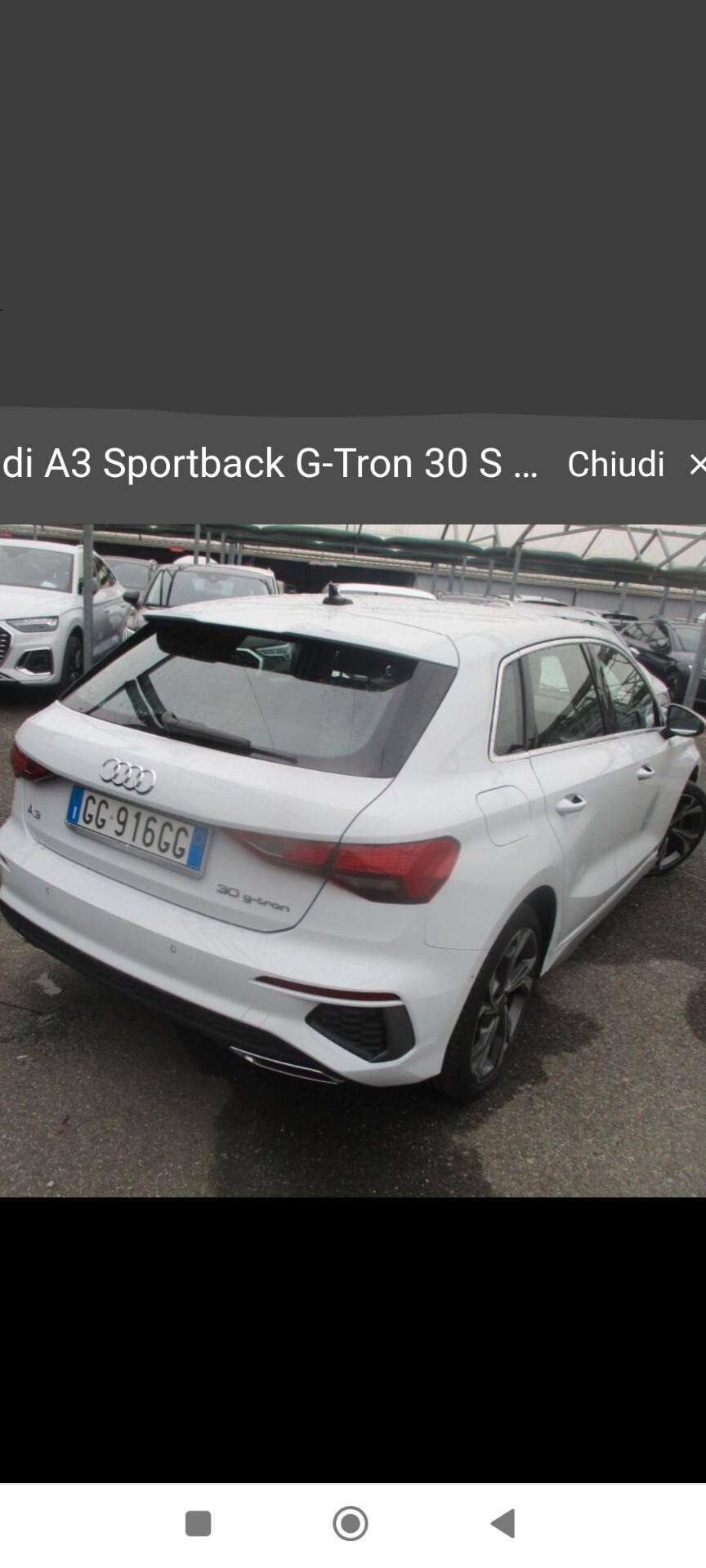 AUDI A3 S LINE 30 G-TRON METANO 09/2021 KM 39000 AUDI