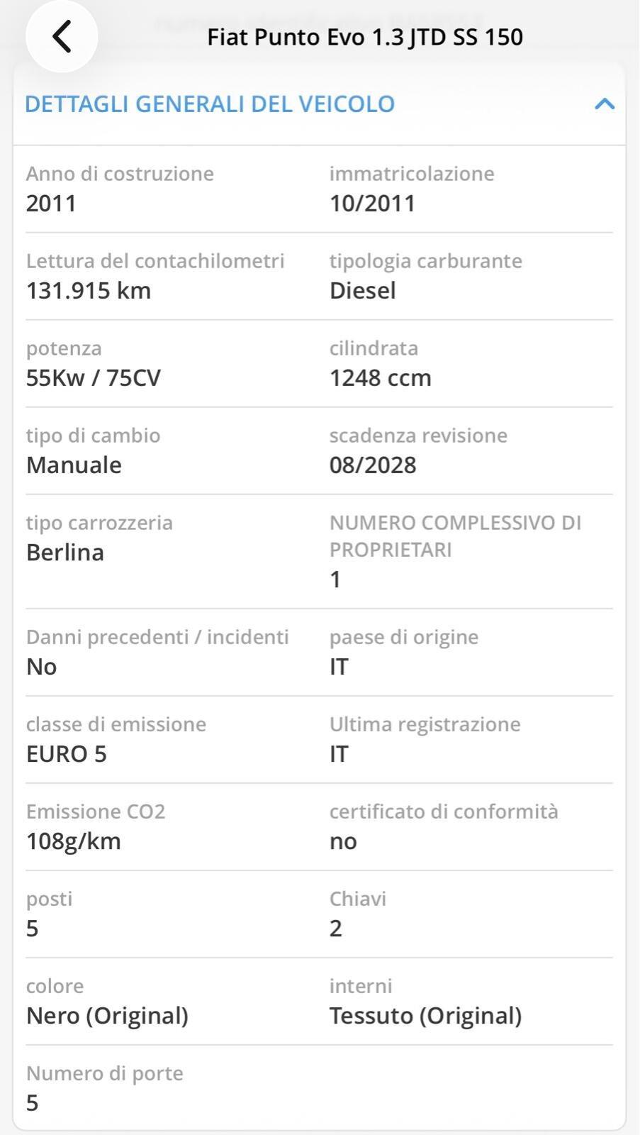 Punto Evo 1.3Mjt 75CV UNICO PROP. NEOPATENTATI