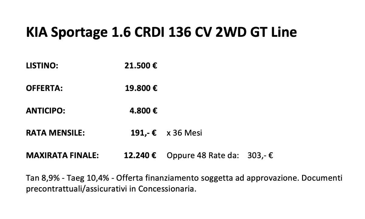 KIA Sportage 1.6 CRDI 136 CV 2WD GT Line