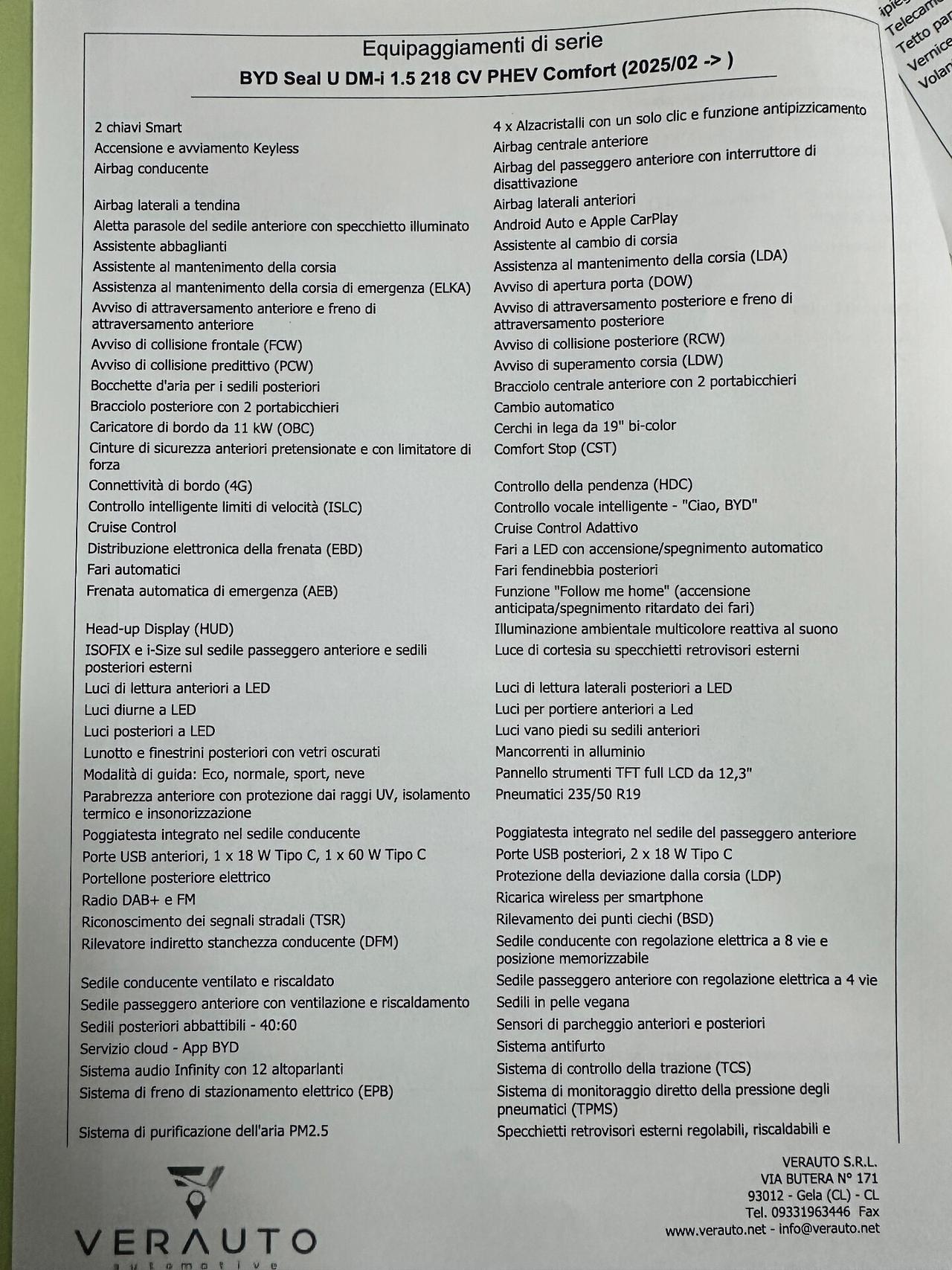 BYD Seal U 1.5 comfort 218 OFFERTA T-STOCK PREZZO IMPERDIBILE