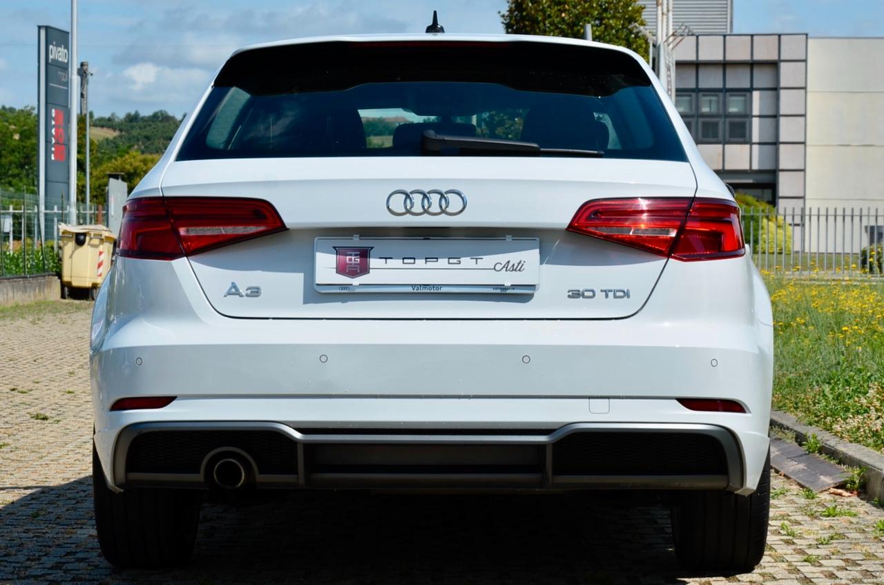 AUDI A3 SPORTBACK 30 1.6 TDI S-LINE EDITION 116cv S-TRONIC, EURO 6D, UFF ITALIANA, FULL LED, NAVI, SUBWOOFER, PERMUTE
