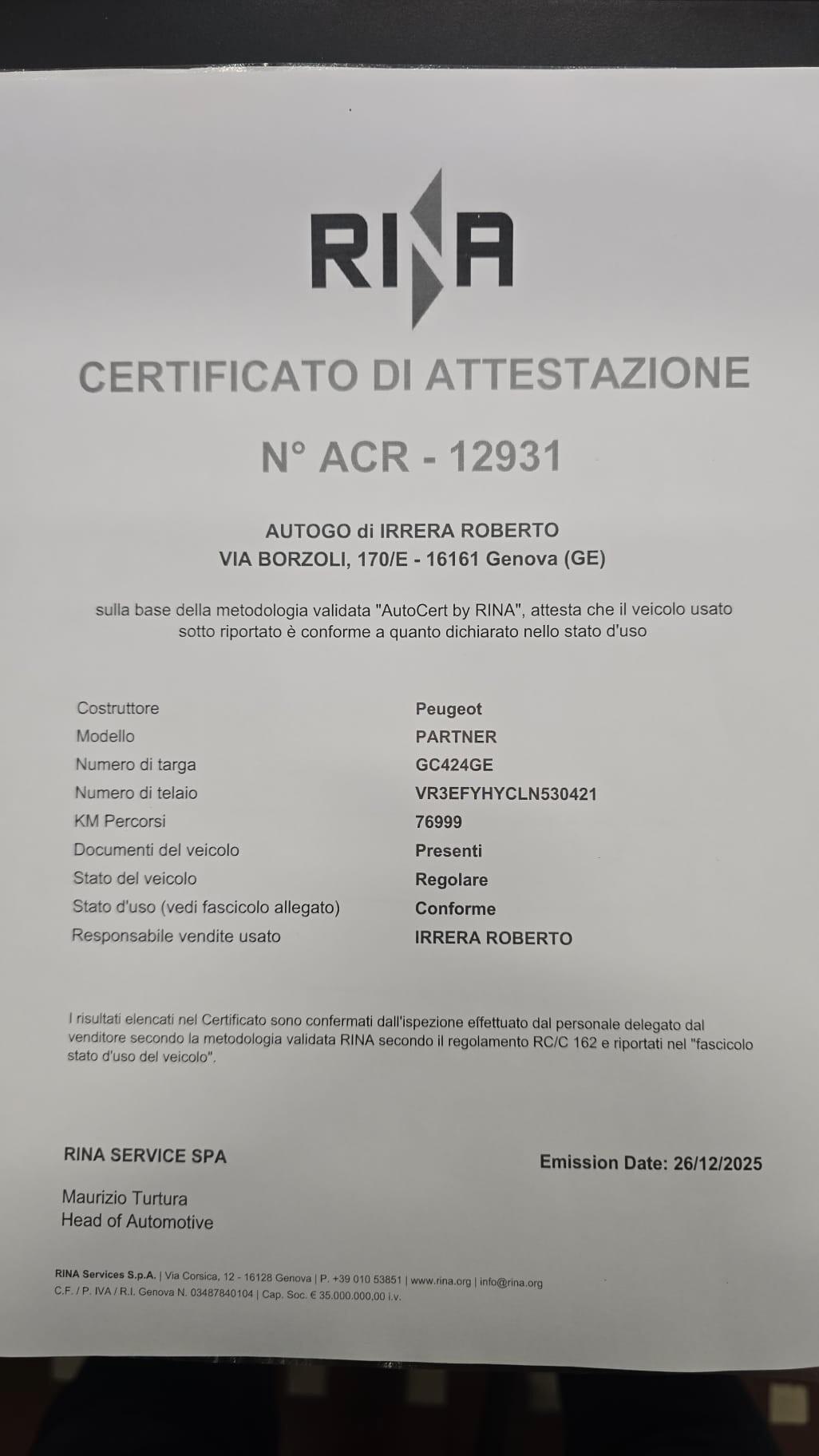 Peugeot Partner 1.5 BLUEHDI 100cv 3Posti