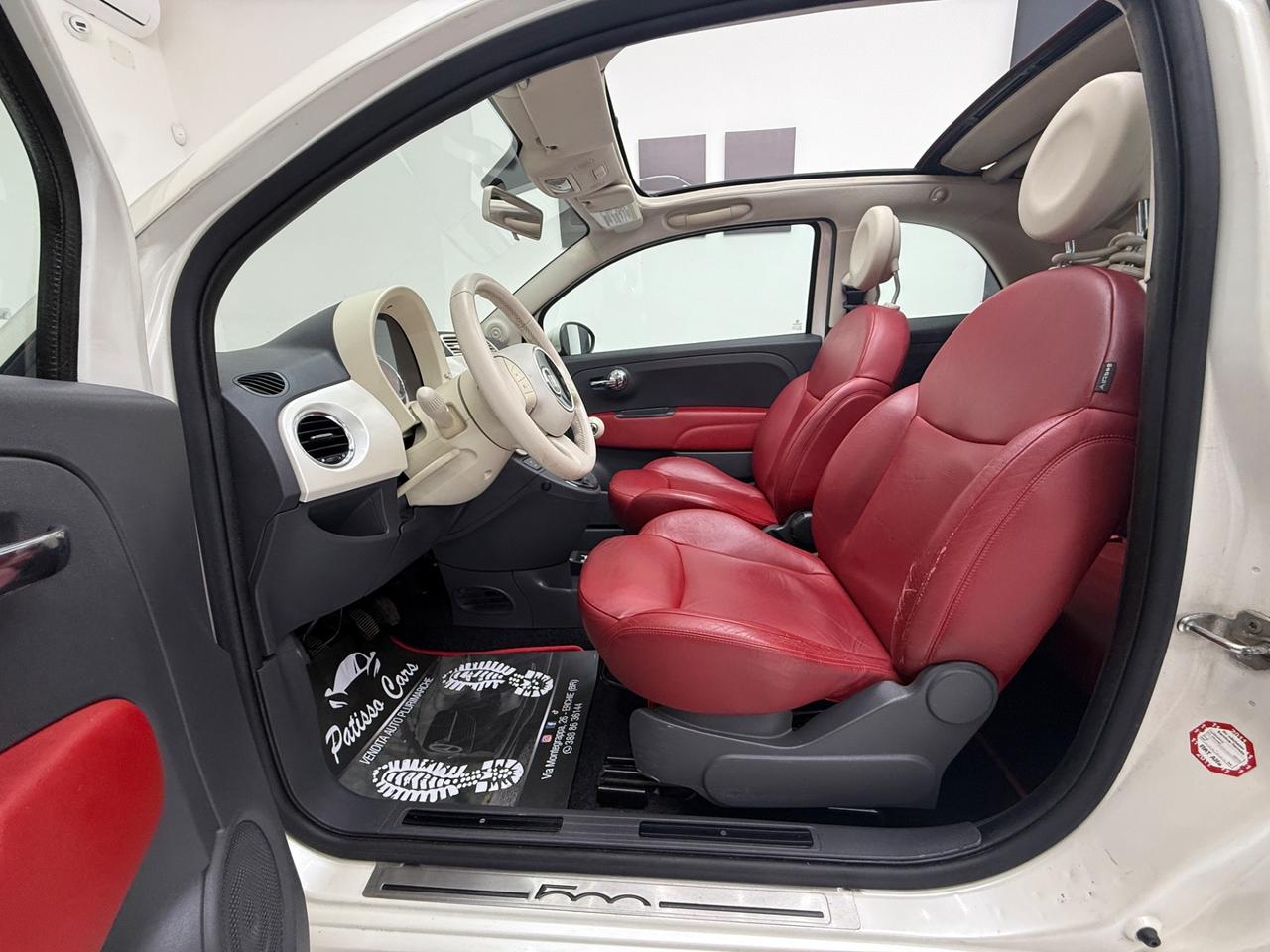 Fiat 500 1.4 16V Lounge Pelle rossa Bianco perla