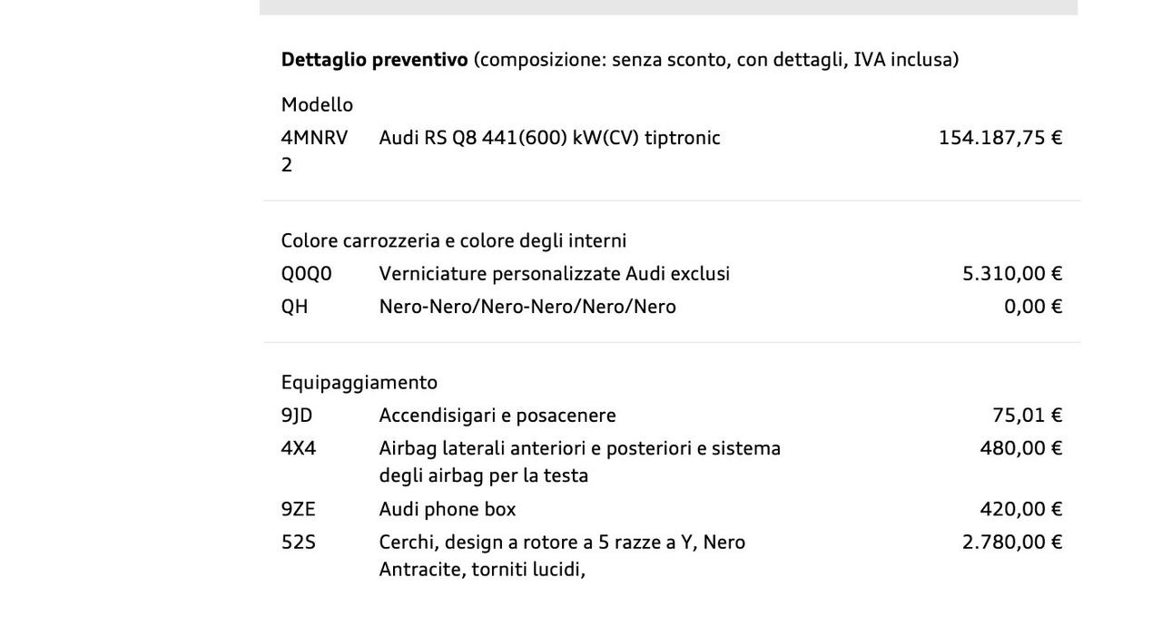 Audi Q8 RS TFSI V8 - AUTO UNICA EUROPA
